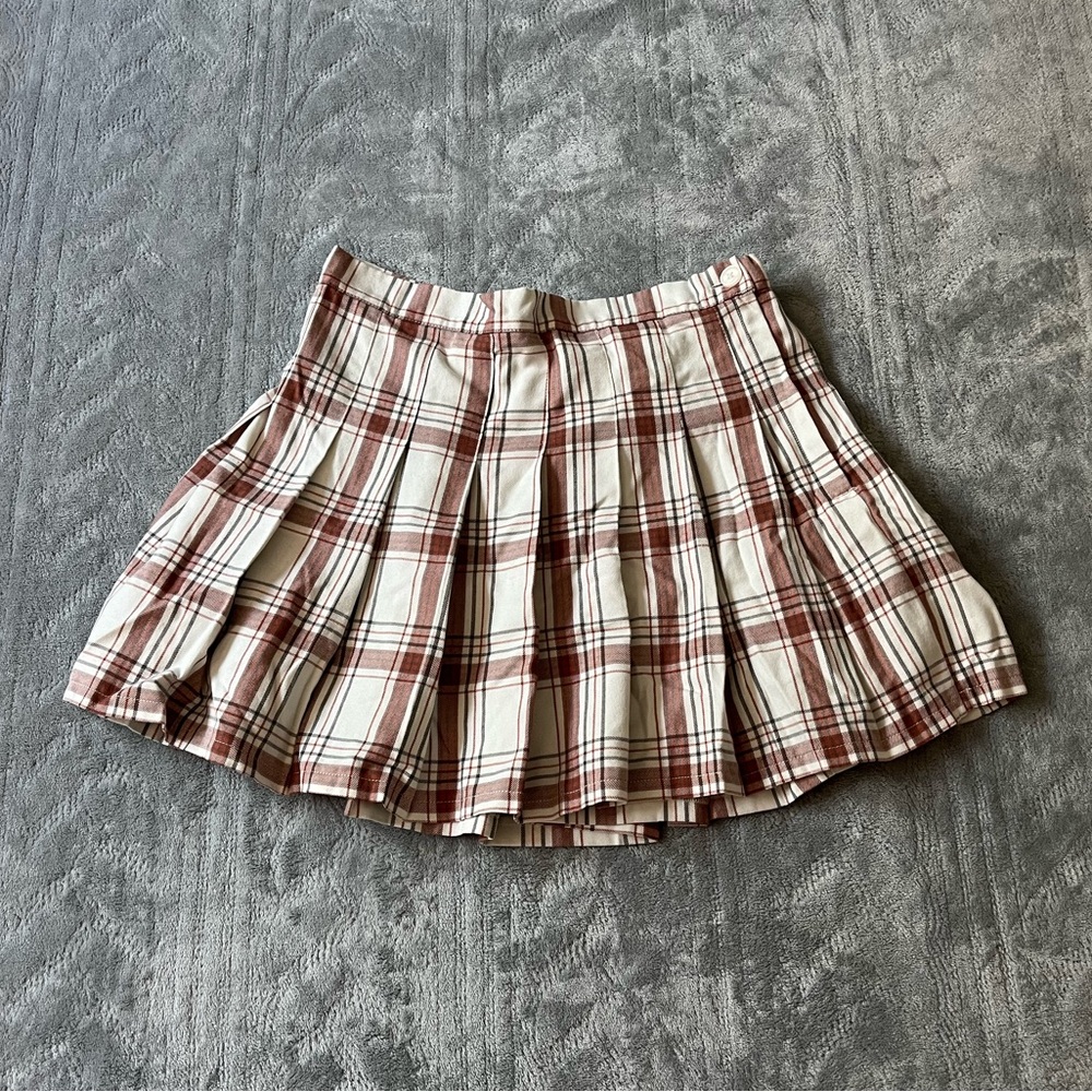Aerie Pleated Plaid Mini Skirt